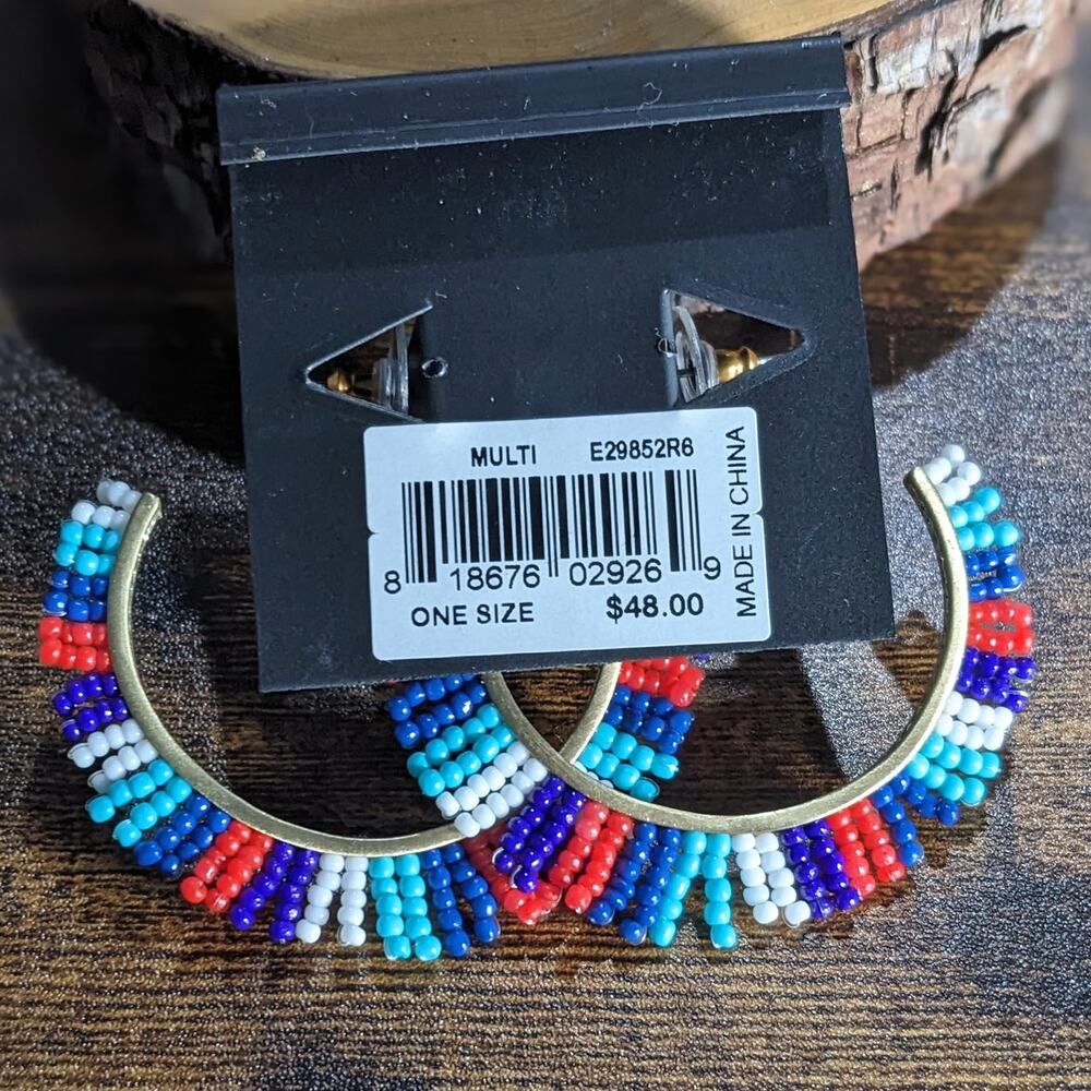 NWT Rebecca Minkoff Beaded Hoop Earrings Multicolor Women's Size OS - Picture 4 of 5